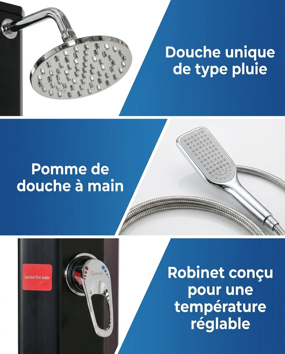Solarias Douche Solaire 35L Premium – Grand Pommeau, Douchette à Main, Mitigeur — features pluie douchette mitigeur
