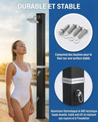 Solarias Douche Solaire 40L – Pomme Rotative 360° — durable et stable