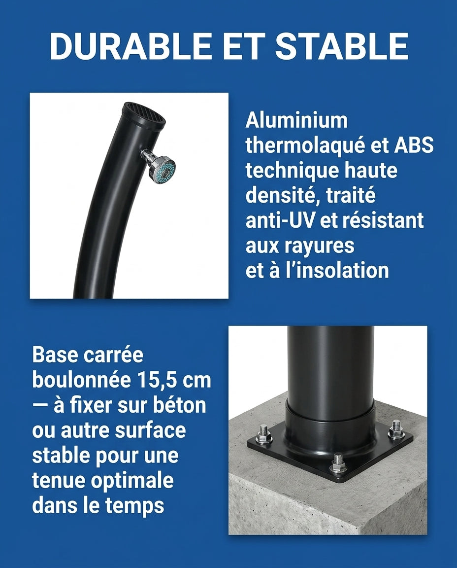 Solarias Douche Solaire 20L – Mitigeur, Rince-pieds, Pour Jardin & Camping — 07 durable et stable
