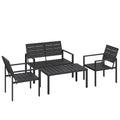Solarias Salon de jardin extérieur 4 pièces canapé 2 places, 2 chaises et table basse, mobilier de jardin terrasse veranda, 