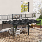 Solarias Pergola rétractable 3,5 x 6 m pergola pour terrasse structure en aluminium + toile polyester - gris foncé