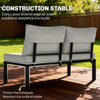 Solarias Salon de Jardin Modulaire 6 Pièces Ensemble Canapé Extérieur Transformable en Lit Table Basse et Plateaux Latéraux 