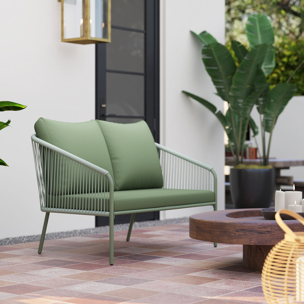 Solarias Canapé de jardin 2 places en résine tressée avec coussins canapé d'extérieur accoudoirs cadre en acier 112x72x76cm 