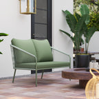 Solarias Canapé de jardin 2 places en résine tressée avec coussins canapé d'extérieur accoudoirs cadre en acier 112x72x76cm 