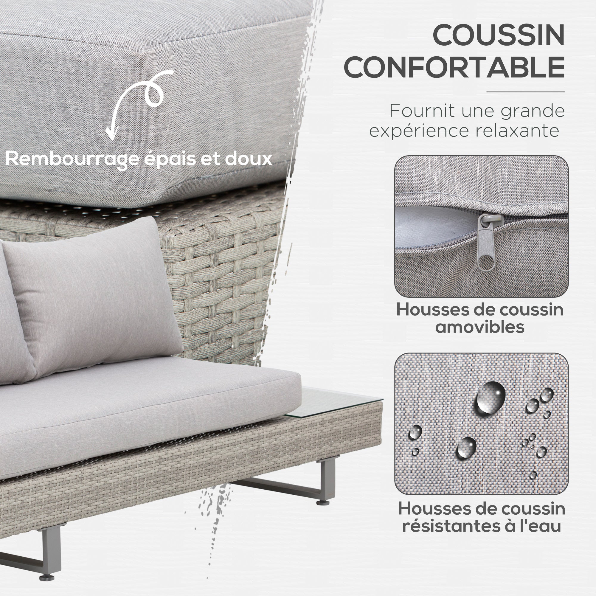 Coussins confortables et déperlants