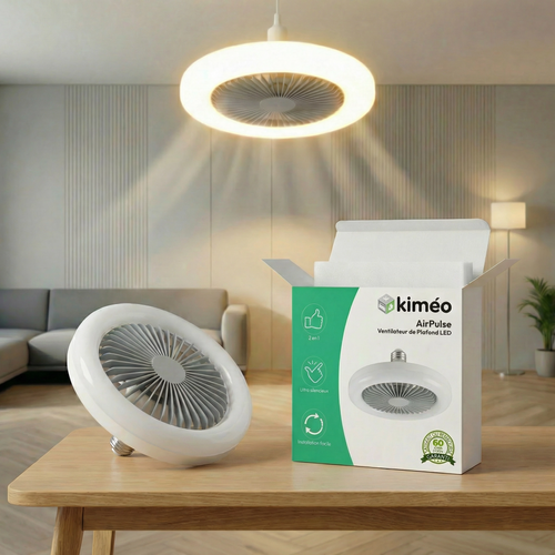 Compact LED Ceiling Fan with Light & Remote – Quiet E27 Fixture