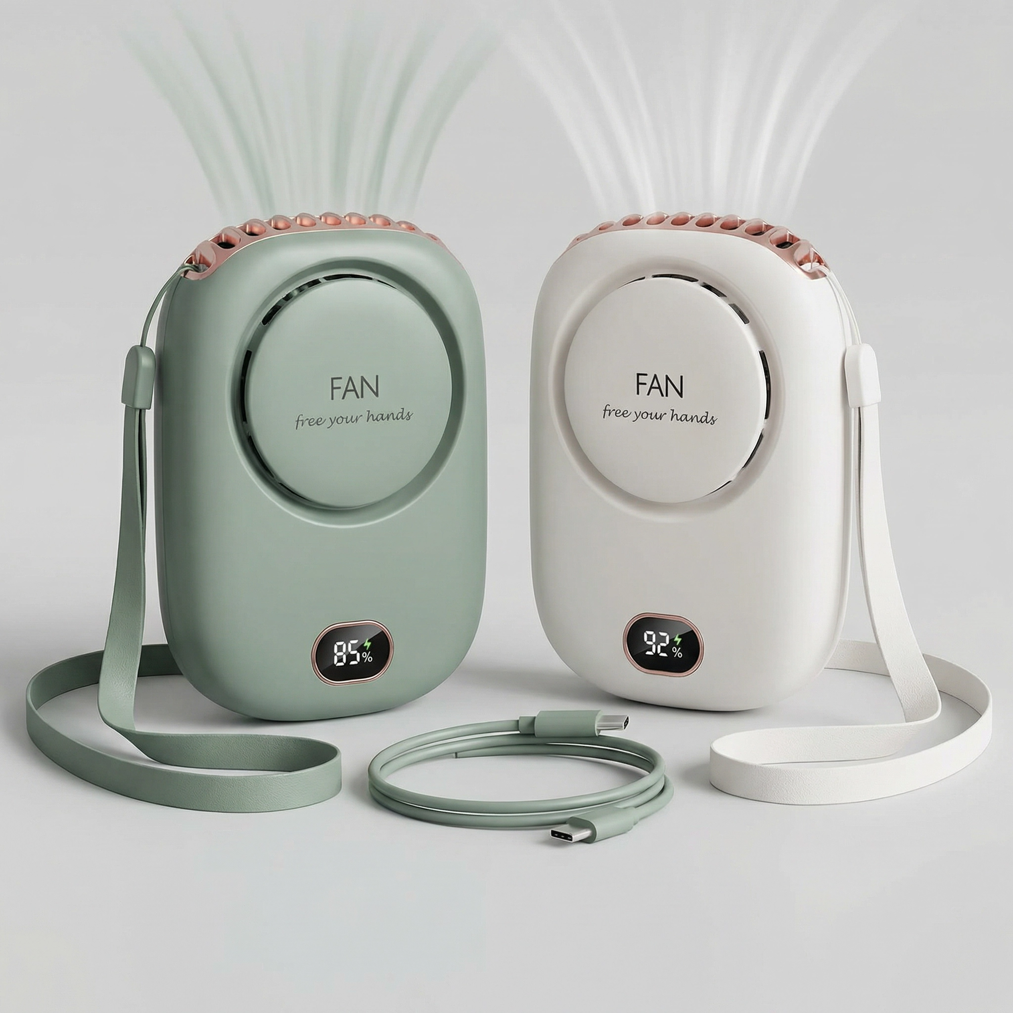 Portable Neck Fan, USB Rechargeable Hands-Free Personal Cooling
