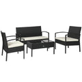 Solarias Ensemble salon de jardin 4 places : canapé, 2 fauteuils et table basse plateau verre trempé résine tressée 4 fils i