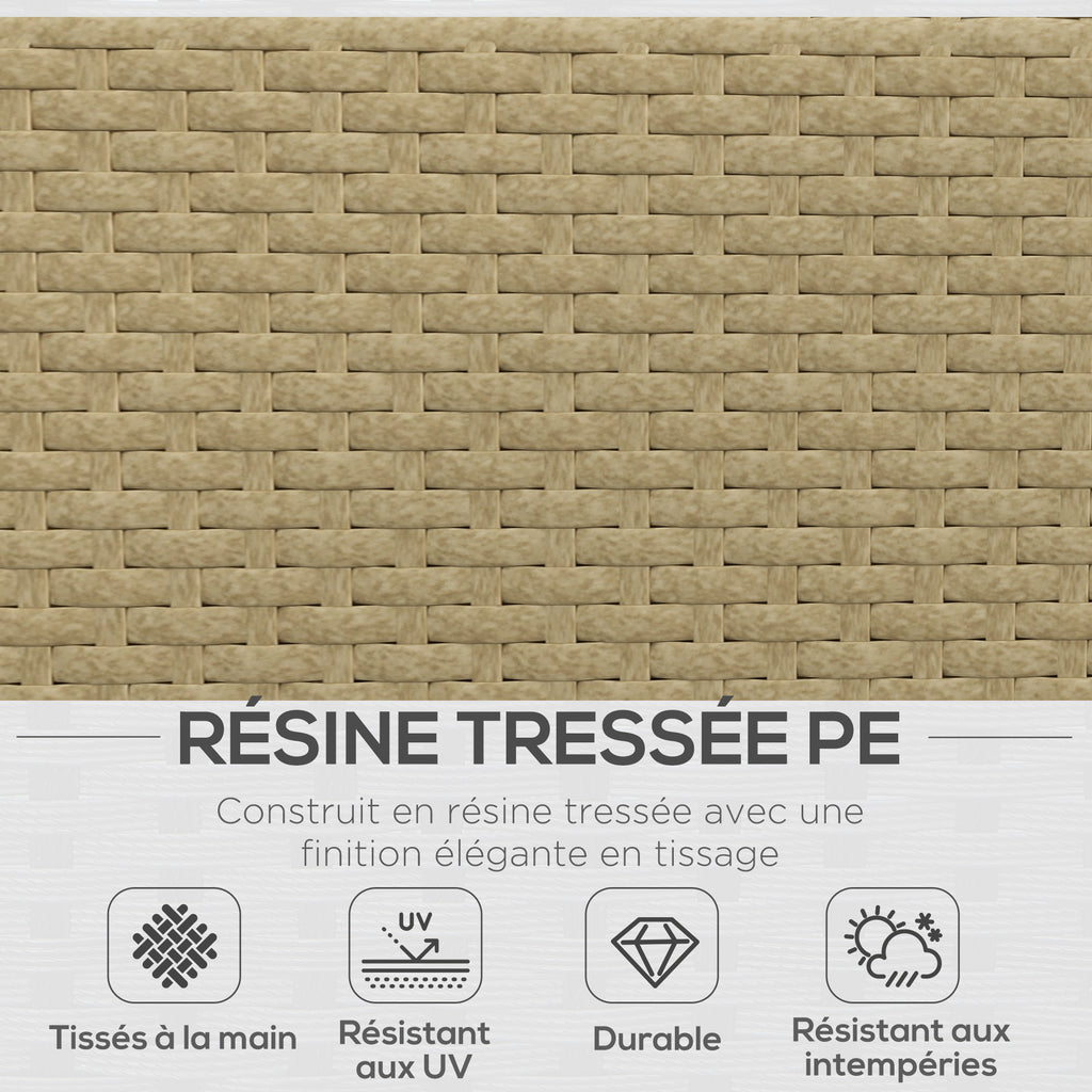 Solarias Salon de jardin d'angle 5 places design contemporain coussins déhoussables table basse acier époxy résine tressée b