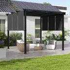 Solarias Pergola avec 3 toiles coulissantes 3L x 3l m structure métal époxy anticorrosion toile polyester gris