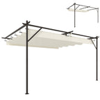 Solarias Toit de terrasse Pergola env. 4 x 3 m, toiture réglable, fixation murale, UV30+, Blanc crème