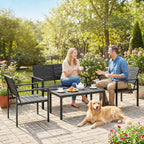 Solarias Salon de jardin extérieur 4 pièces canapé 2 places, 2 chaises et table basse, mobilier de jardin terrasse veranda, 