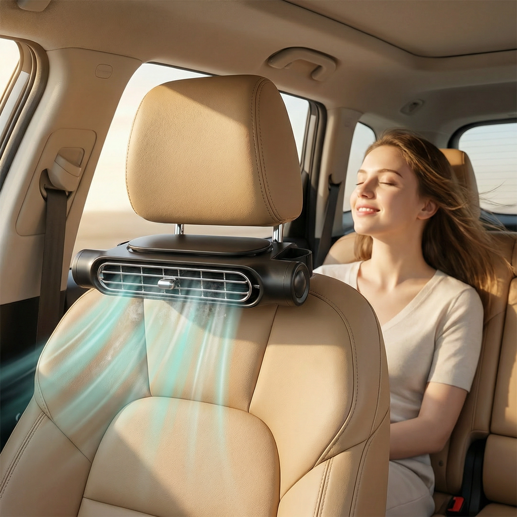 Car Seat Fan for Drivers, 3-Speed Quiet Adjustable Cooling
