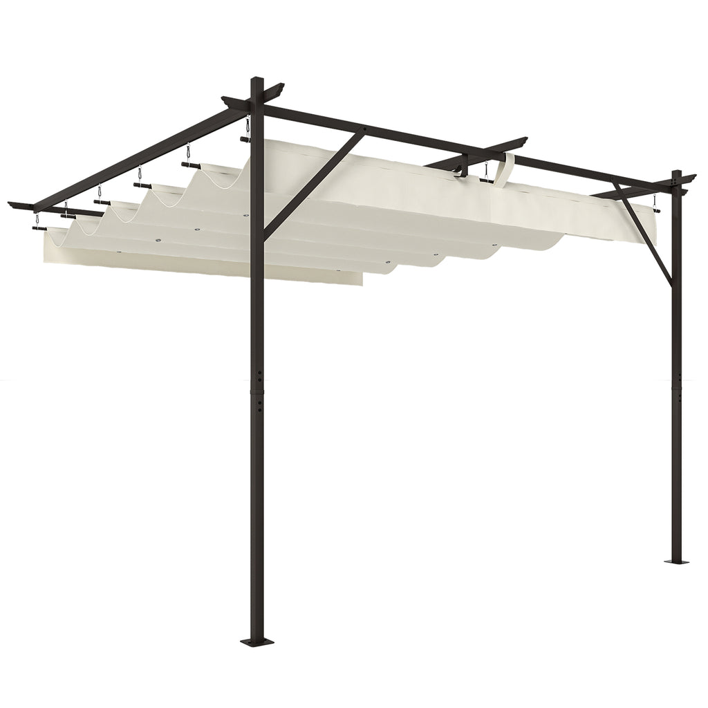 Solarias Gazebo Pergola adossée 3x3 m avec toit coulissant et orifices de drainage, Crème