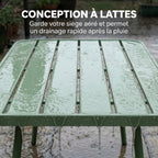 Solarias Salon de Jardin Extérieur en Acier 4 Pièces, Canapé 2 Places, 2 Fauteuils, Table Basse, à Lattes, 112x60x75cm, Vert