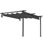 Solarias Pavillon, 3 x 3 m Pergola, Toit de terrasse coupe-vent, Montage mural, Toit ajustable, pour Jardin, Terrasse, Gris 