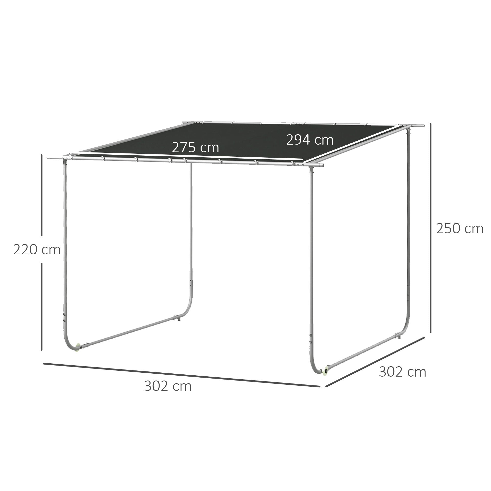Solarias Pavillon mobile, avec roues, sacs de sable inclus, cadre en métal, 3x3m, Gris