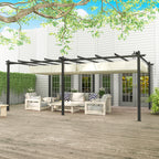 Solarias Pergola rétractable 3,5 x 6 m pergola pour terrasse structure en aluminium + toile polyester - beige