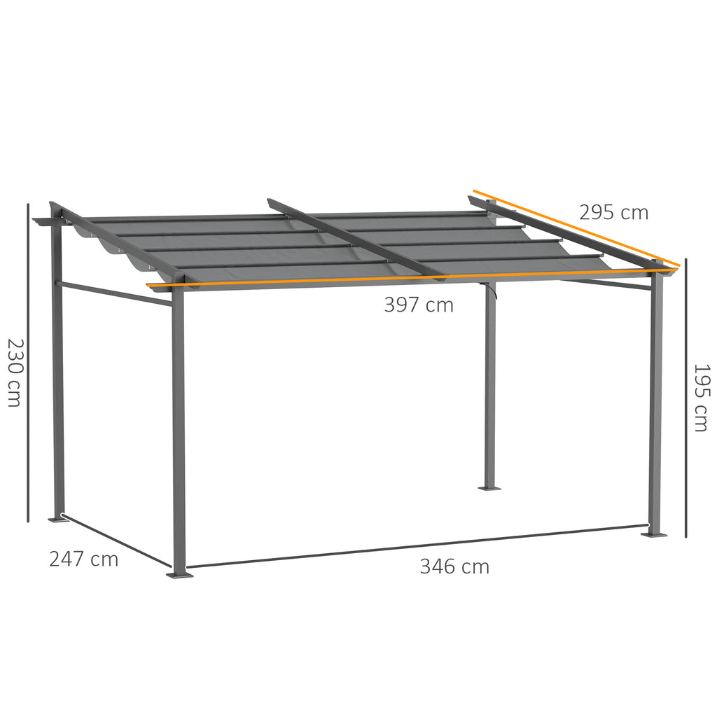 Solarias Pergola rétractable 4 x 3 m structure métal époxy anticorrosion toile Polyester180 g/m² Incluse Gris