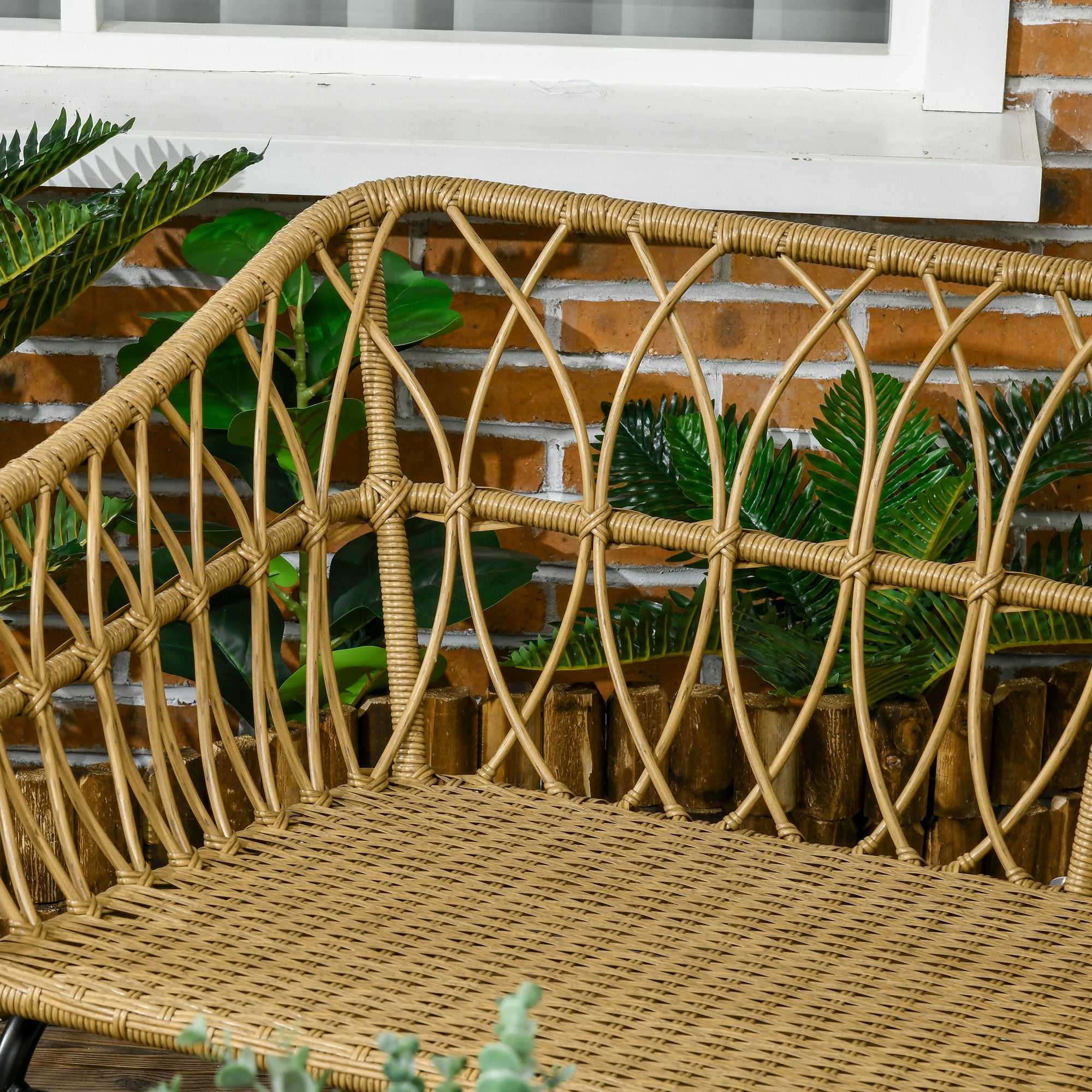 Solarias Salon de jardin 4 pièces en résine tressée canapé 2 places + 2 fauteuils + 1 table basse sable et crème