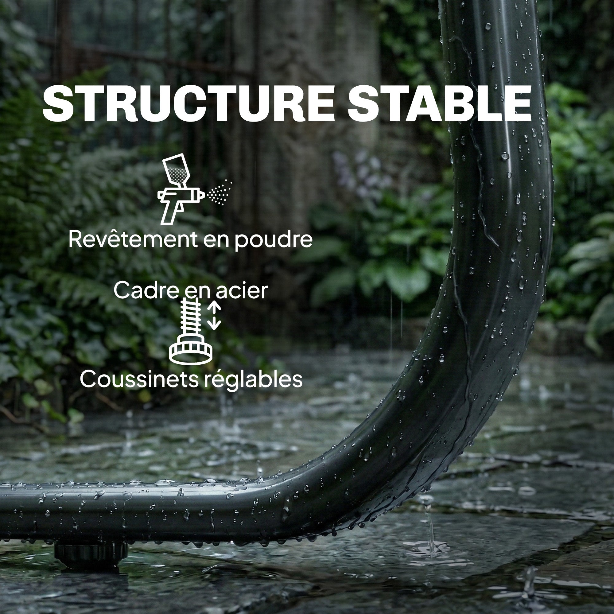 Solarias Salon de jardin 4 pièces avec canapé, fauteuils et table basse, gris foncé et noir