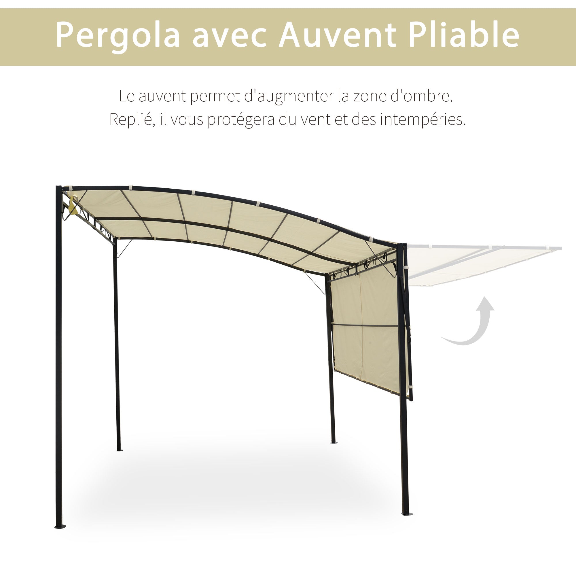 Solarias Pergola tonnelle de jardin avec auvent réglable acier polyester haute densité crème