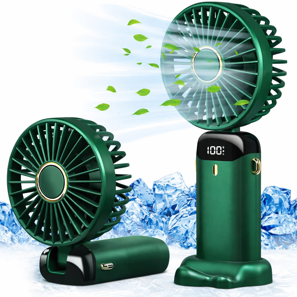 Portable USB Fan, Foldable 5-Speed with LED Display