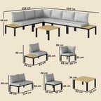 Solarias Salon de Jardin Modulaire 6 Pièces Ensemble Canapé Extérieur Transformable en Lit Table Basse et Plateaux Latéraux 