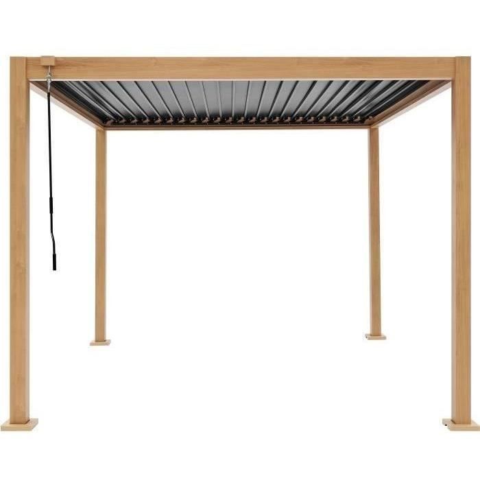 Solarias Pergola bioclimatique GAYA - Structure en aluminium et en acier - l300 x P300 x H240 cm - Aspect Bois