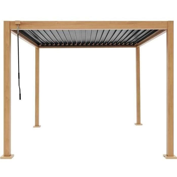 Solarias Pergola bioclimatique GAYA - Structure en aluminium et en acier - l300 x P300 x H240 cm - Aspect Bois