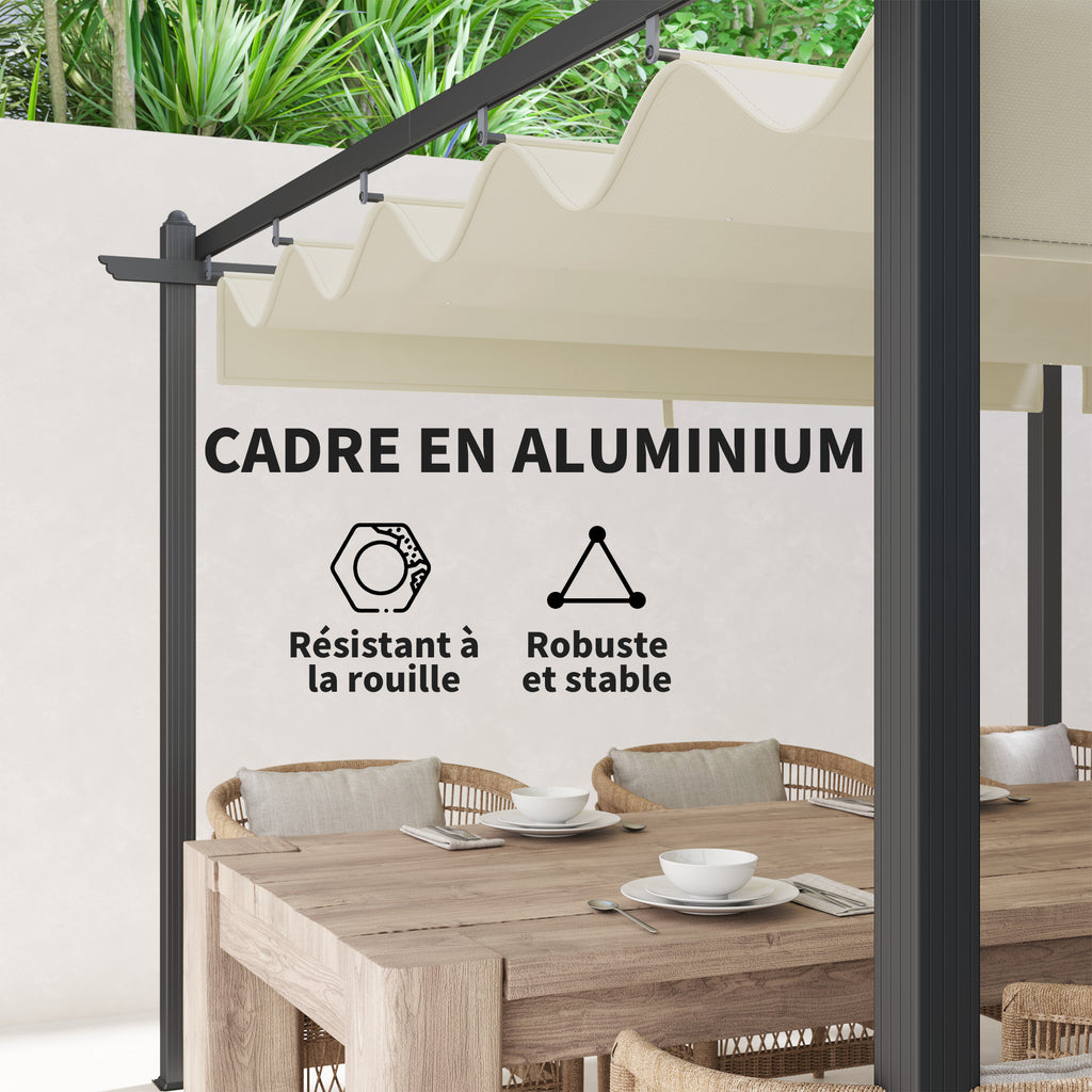 Solarias Pergola rétractable 3,5 x 6 m pergola pour terrasse structure en aluminium + toile polyester - beige