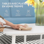 Solarias Salon de jardin extérieur 4 personnes, salon de balcon 5 pièces avec canapé, 2 fauteuils et 2 tables basses bleu cl
