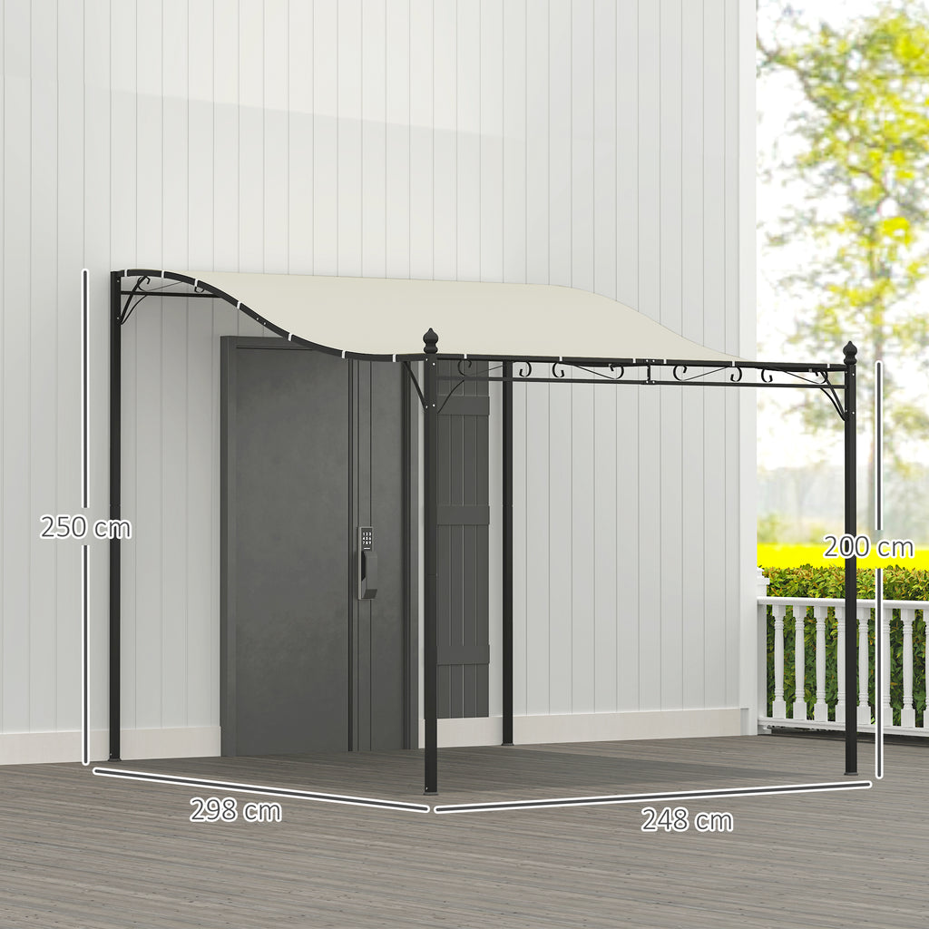 Solarias Pergola de 2,5 x 3 m, Pavillon de Jardin Monté sur Mur, Résistant à l'eau, Cadre en Métal, Trous de drainage, Toit 