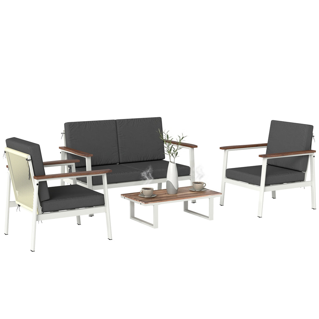 Solarias Ensemble Canapés Jardin 4 Personnes: 2 Fauteuils, Canapé, Table Basse.