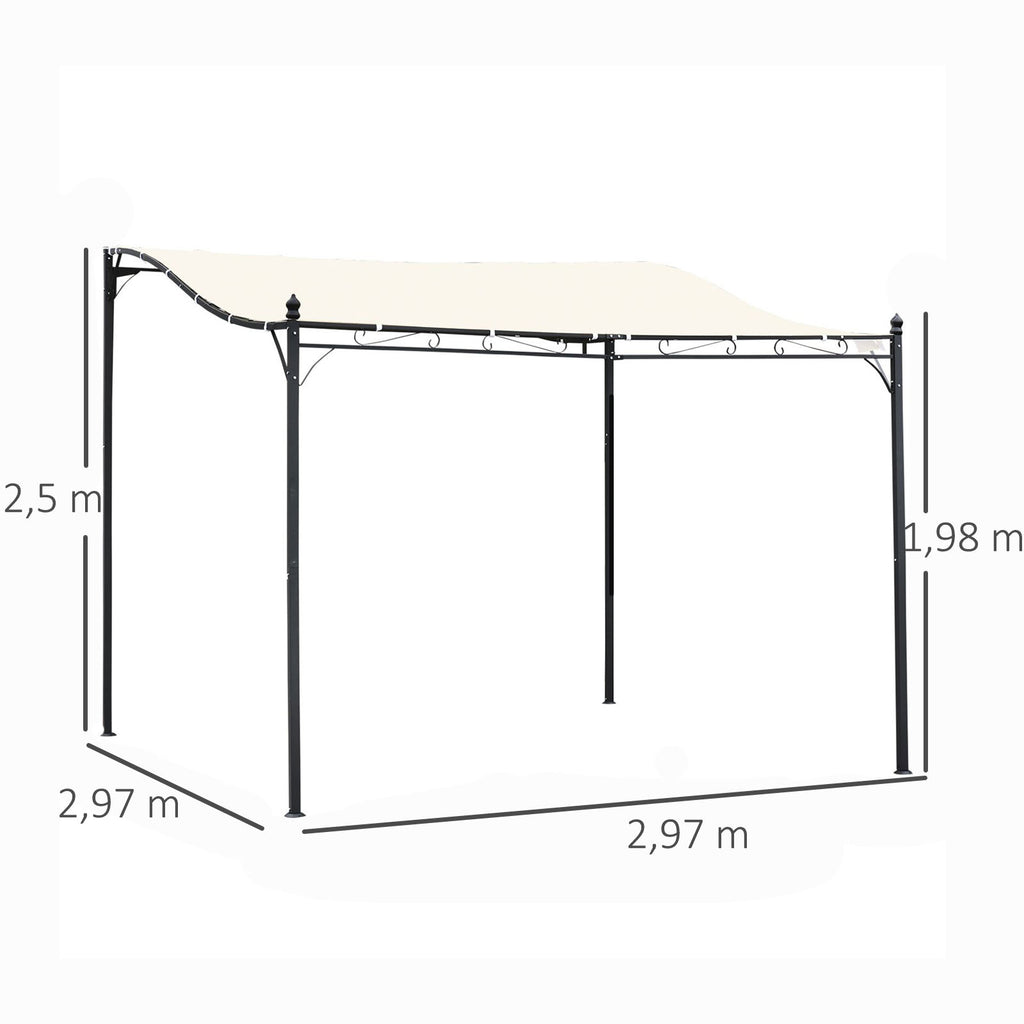 Solarias Pergola tonnelle de jardin auvent 3 x 3 m adossable métal gris polyester imperméabilisé anti-UV crème