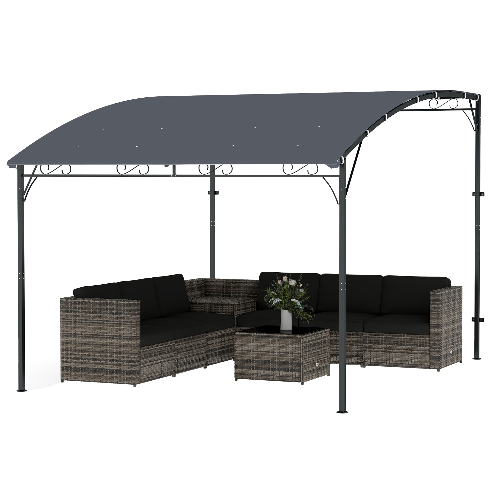 Solarias Gazebo Pergola de jardin avec trous de drainage 3,8x2,8m Gris