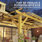 Solarias Pergola de jardin extérieur 3 x 4 m pergola en bois pour plantes grimpantes, bois naturel