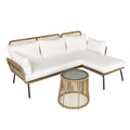 Solarias Salon de jardin extérieur d'angle moduable 4 places en résine tressée canapé de jardin extérieur avec table basse c