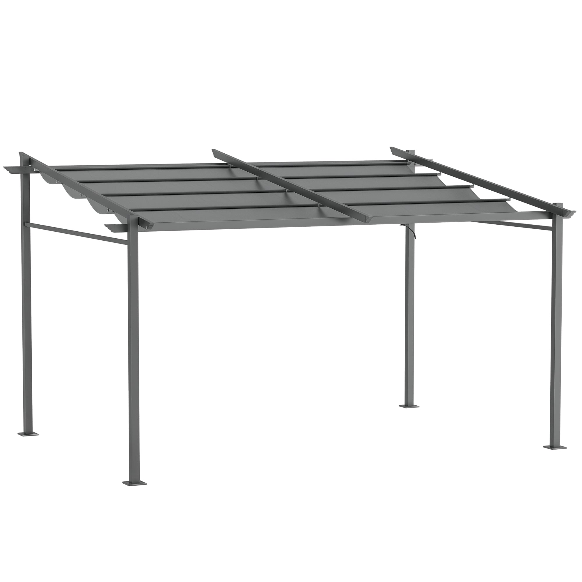 Solarias Pergola rétractable 4 x 3 m structure métal époxy anticorrosion toile Polyester180 g/m² Incluse Gris