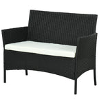 Solarias Canapé de Jardin à 2 Places avec Coussin et Accoudoirs en Rotin PE et Acier, 100x54x80cm, Noir