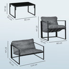 Solarias Salon de jardin 4 pièces 4 personnes avec canapé 2 places, 2 fauteuils et 1 table basse gris