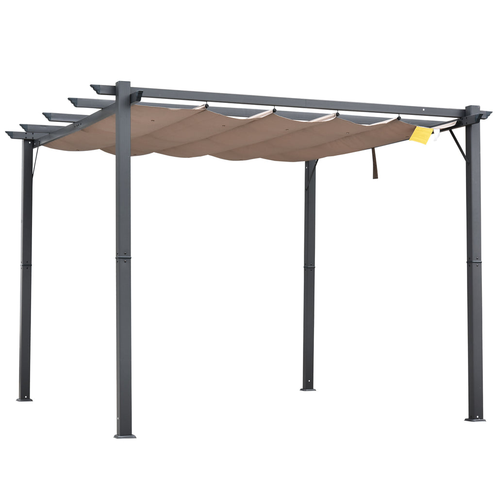 Solarias Pergola Pavillon Terrassenüberdachung avec Toit Coulissant Jardin Aluminium Gris Charbon+Marron Café 3x3x2,23 m