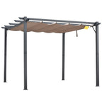 Solarias Pergola Pavillon Terrassenüberdachung avec Toit Coulissant Jardin Aluminium Gris Charbon+Marron Café 3x3x2,23 m