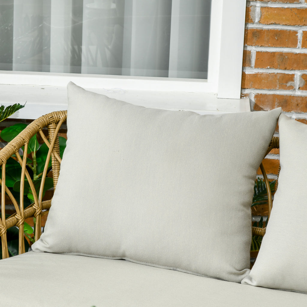 Solarias Salon de jardin 4 pièces en résine tressée canapé 2 places + 2 fauteuils + 1 table basse sable et crème