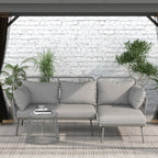 Solarias Salon de jardin d'angle 4 pers. style colonial table basse coussins grand confort inclus résine tressée gris