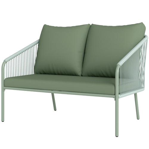Solarias Canapé de jardin 2 places en résine tressée avec coussins canapé d'extérieur accoudoirs cadre en acier 112x72x76cm 