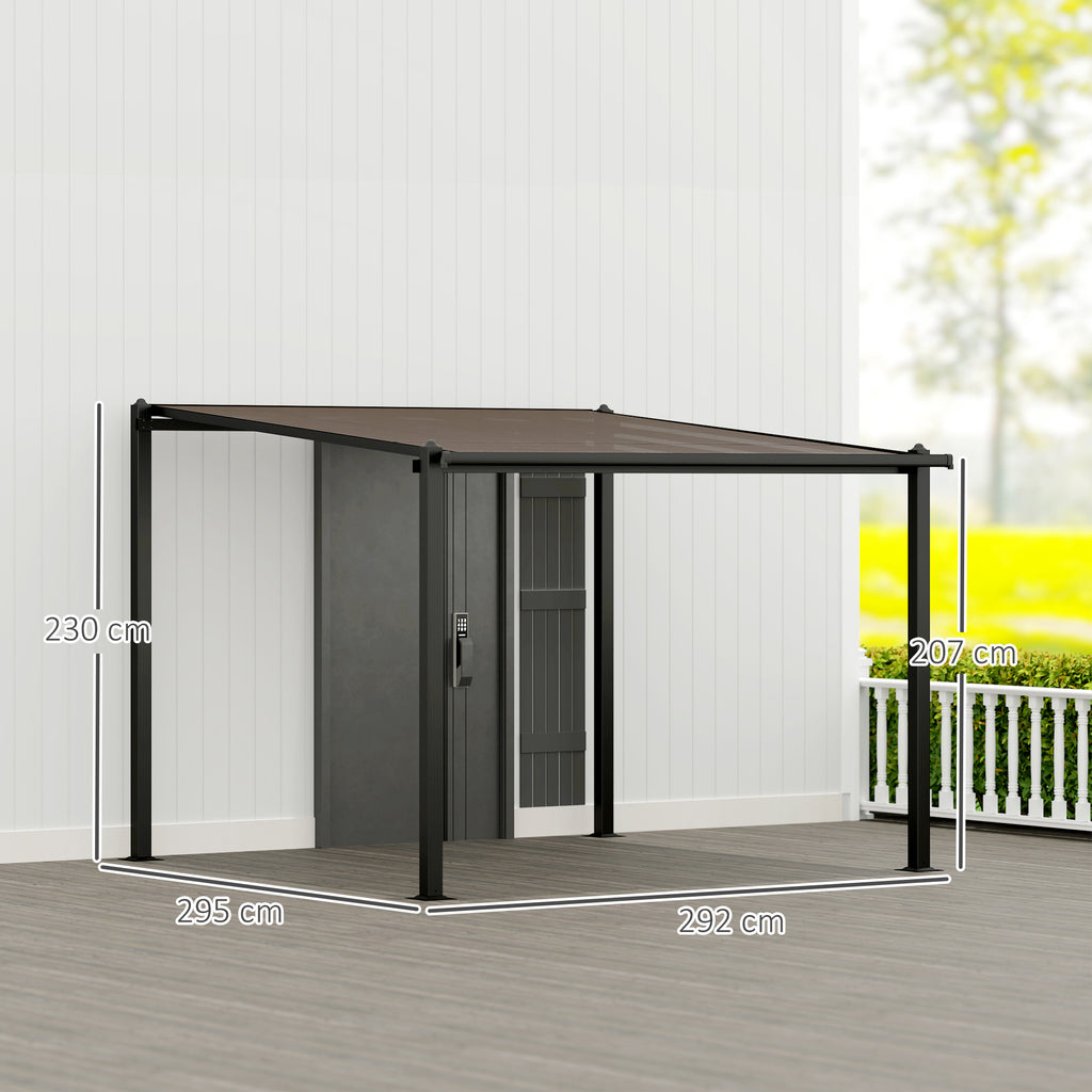 Solarias Pergola jardin extérieur en aluminium 3 x 3 m avec toit en polycarbonate imperméable et système de drainage, gris