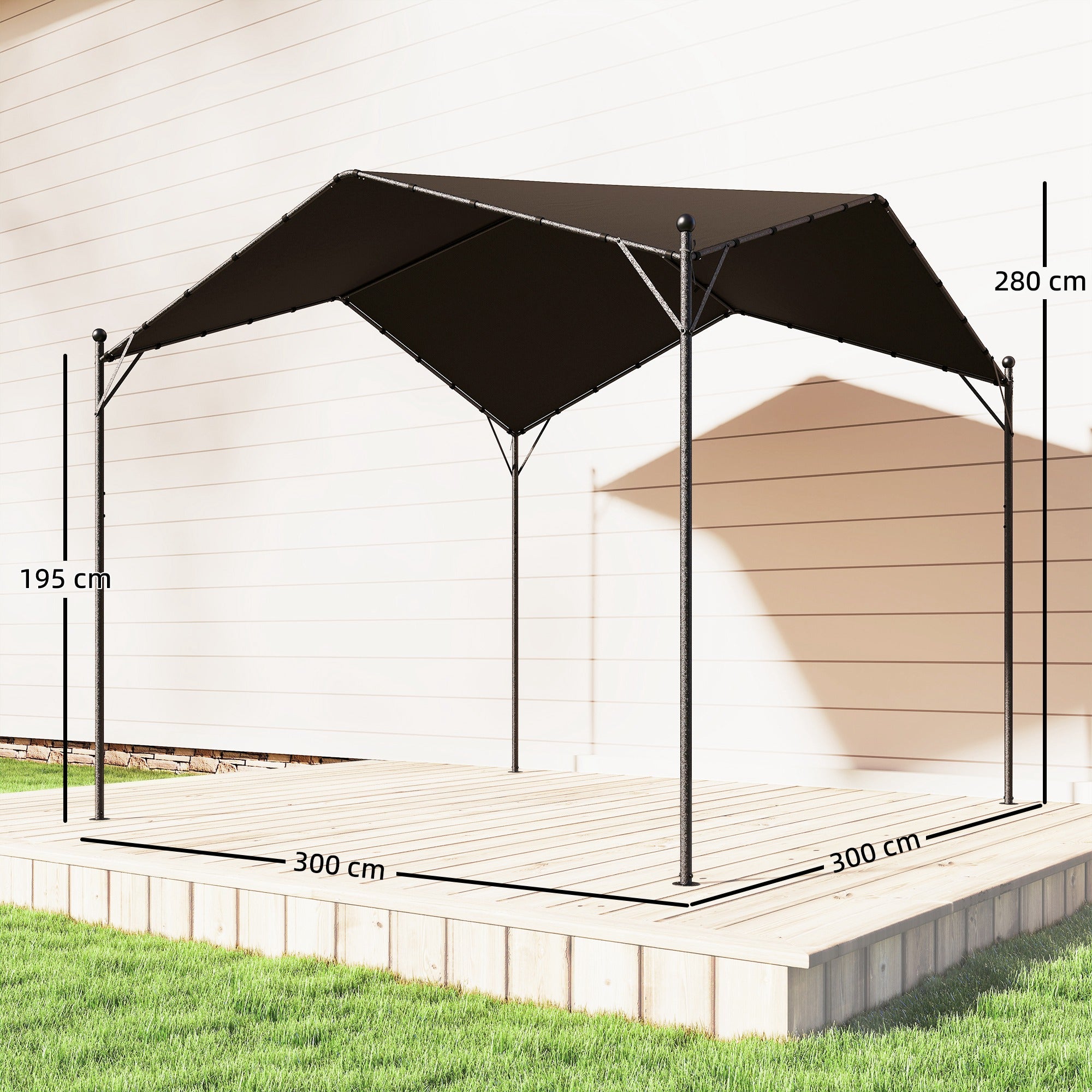 Solarias Pergola Pavillon 3x3 m Imperméable Stable Résistant à l'hiver Protection solaire avec toit à deux pans Entretoises 