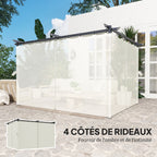 Solarias Pergola de jardin exterieur 3 x 4 m, toit rétractable et rideaux, anti-UV UPF30+, pour barbecue, patio, terrasse, c