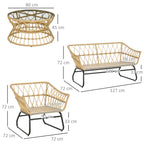 Solarias Salon de jardin 4 pièces en résine tressée canapé 2 places + 2 fauteuils + 1 table basse sable et crème